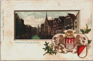 Germany Hamburg Deichstrasse Fleet Embossed Vintage Postcard C142