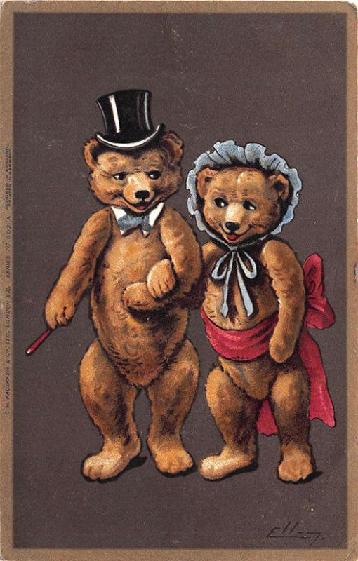 Teddy Bears on a Date Artist Ellam Postcard