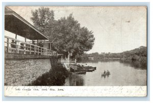 1907 Boat Scene, Country Club Iowa City Iowa IA Posted Antique Postcard