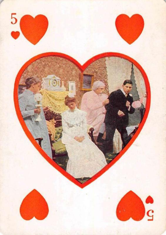 Wedding Party 5 Of Hearts Scene Antique Postcard K7876530