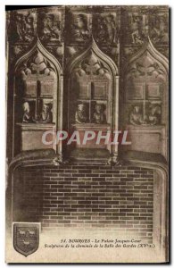 Old Postcard Bourges Palais Jacques Coeur Sculpture from the fireplace to the...