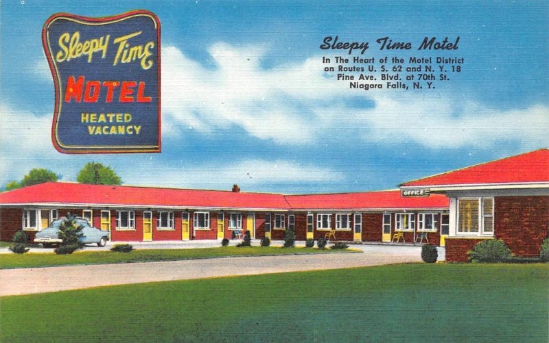 Niagara Falls, NY New York  SLEEPY TIME MOTEL  Roadside  ca1940's Linen Postcard