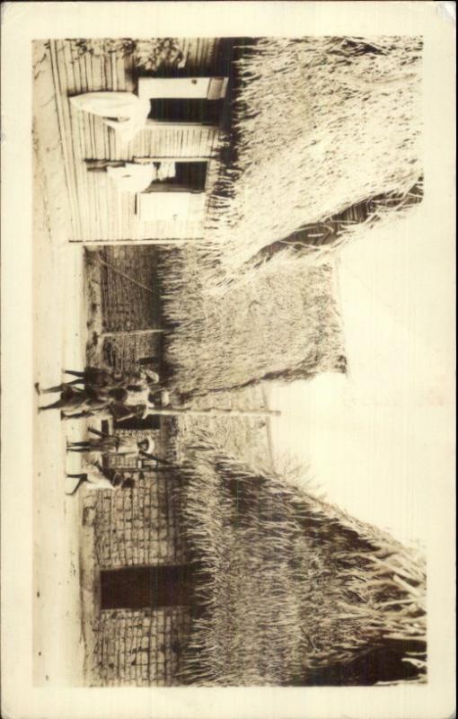 La Ceiba Honduras Thatch Huts & Natives 1938 Used Real Photo Postcard myn