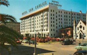 Autos Downtown Pensacola Florida Hotel San Carlos 1950s Postcard Pronto 3165