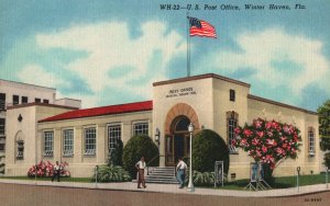 VINTAGE POSTCARD UNITED STATES POST OFFICE AT WINTER HAVEN FLORIDA FRESH LINEN