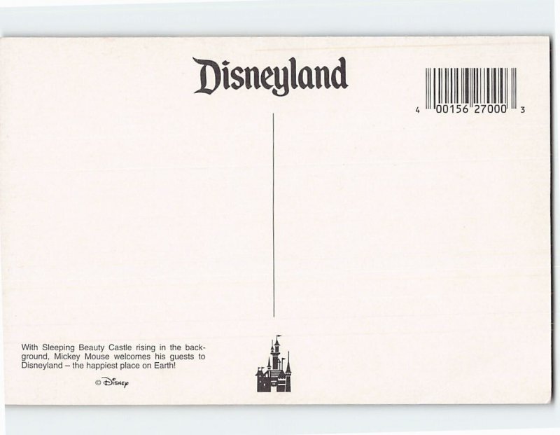 Postcard Mickey Mouse welcomes his guests to Disneyland, Anaheim, California