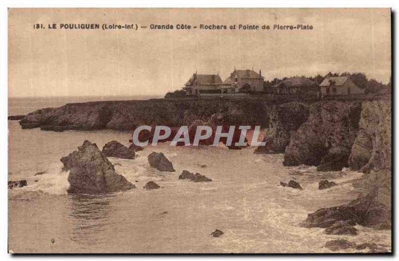 Old Postcard Pouliguen Great coast Rocks and Stone point flat