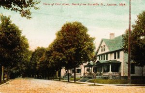 Jackson, Michigan - View of First Street, from Franklin Street - in 1911