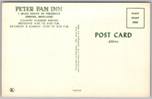 Vtg Urbana Maryland MD Peter Pan Inn Restaurant Outdoor Garden View Postcard