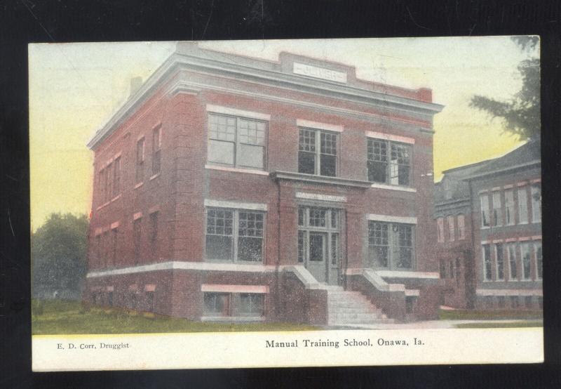 ONAWA IOWA MANUAL TRAINING SCHOOL ANTIQUE VINTAGE POSTCARD