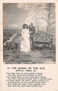 Shade Of Old Apple Tree c1910 Bamforth Photo Postcard Lovers By Bench