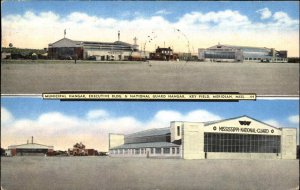 Meridian Mississippi MS Key Field Nat'l Guard Airplane Hangar Vintage Postcard