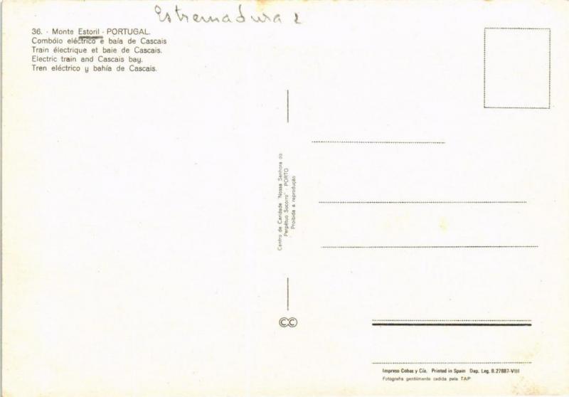 CPM AK ESTORIL Electric train and Cascais bay PORTUGAL (750987)