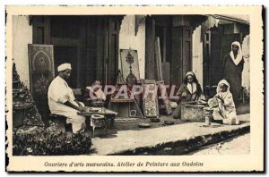 Old Postcard Workers D & # 39Arts Moroccans In Oudaias Painting Atelier Morocco