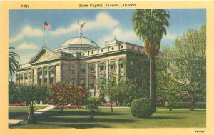 Phoenix Arizona State Capitol Building Angled View 1930s Linen Postcard