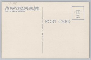 Casper Wyoming~Natrona County Courthouse~Linen Vintage Postcard