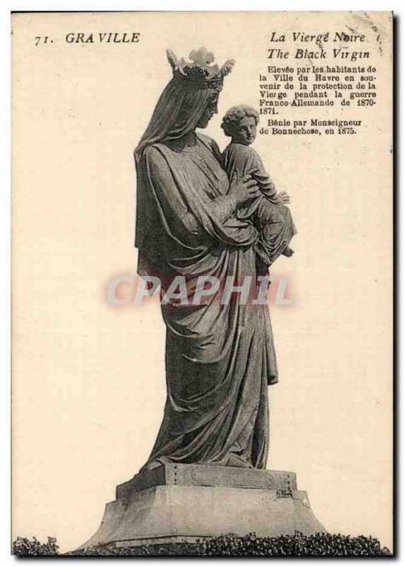 Old Postcard Graville Virgin Neire The Black Virgin