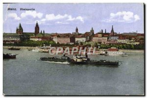 Old Postcard Mainz Rheinpartie Boat