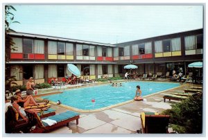 Private Swimming Pool At Meadows An Executive Inn Motel Indianapolis IN Postcard