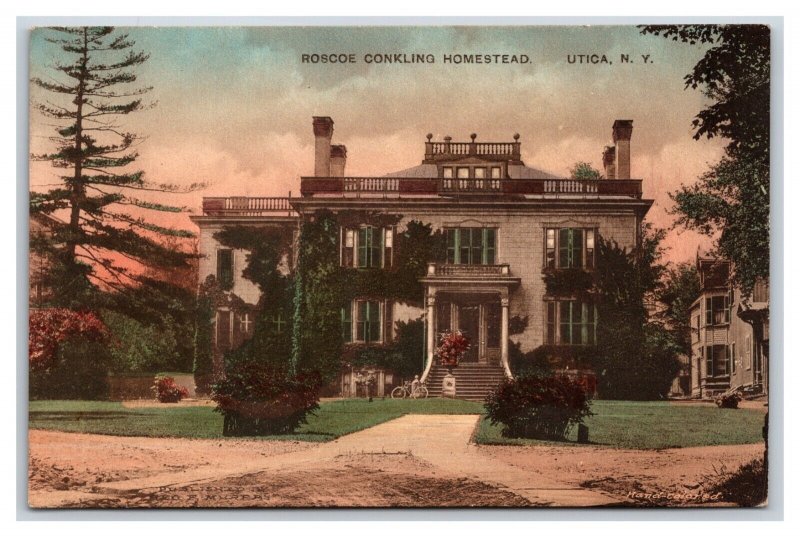 Roscoe Conkling Homestead Utica New York NY UNP Handcolored DB Postcard W19