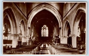 RPPC Church of St. Edward the Martyr interior CORFE Castle ENGLAND UK Postcard