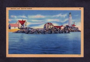 MA Lighthouse Light House Boston Harbor Massachusetts Mass Postcard