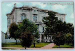 Sacramento California CA Postcard State Printing Office Building Exterior c1910s