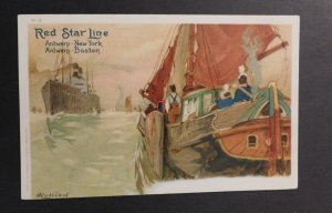 Mint Ship Postcard Red Star Line Antwerp-New York Antwerp-Boston