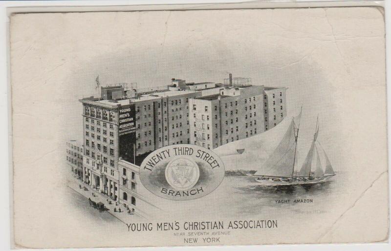 YOUNG MEN'S CHRISTIAN ASSOCIATION & YACHT AMAZON, WEST 23RD & SEVENTH AV,  NYC 