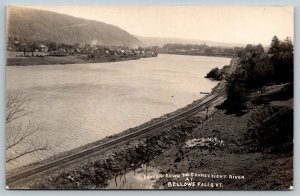 RPPC Real Photo Postcard - Connecticut River RR  Bellows Falls, Vermont 1932