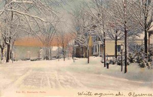 Elm Street Winter Snow Scene Mechanic Falls Maine 1907 postcard