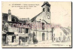 Old Postcard Le Bourget Table Reproducing I'Eglise After The Battle of 28-29-...