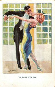 The Danse of To Day Couple Dancing The Tango Signed Sobol Postcard