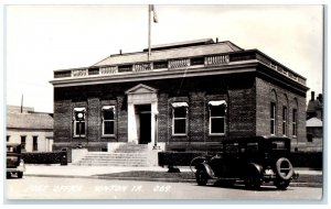 c1940's Post Office Building Cars Vinton Iowa IA RPPC Photo Vintage Postcard