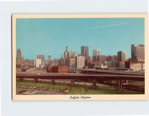 Postcard Buffalo Skyline and Part of Skyway Bridge Buffalo New York USA