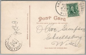 LANCASTER WI MAPLE STREET ANTIQUE POSTCARD