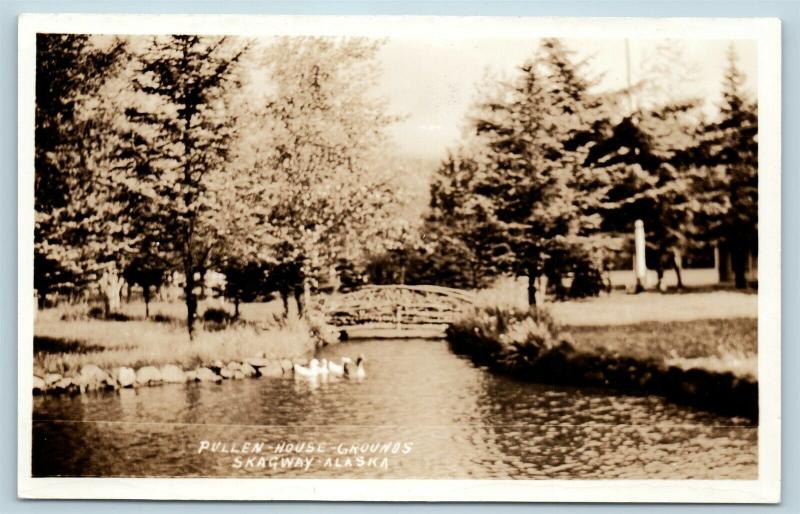 Postcard AK Skagway Pullen House Grounds Duck Pond RPPC Real Photo Q12