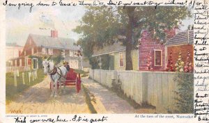 Horse Wagon At Turn of the Street Nantucket Massachusetts 190 postcard