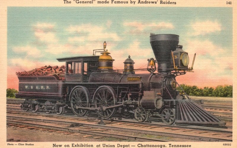 Vintage Postcard The General Made Famous Andrews's Raiders Chattanooga Tennessee