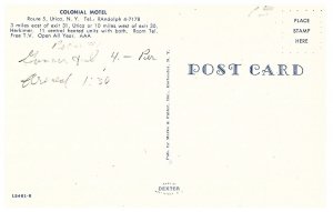 Colonial Motel Route 5 Utica NY Vintage Hotel Postcard