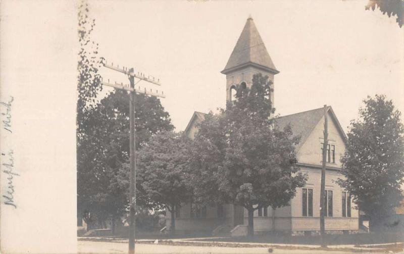 Memphis Michigan Church Real Photo Antique Postcard K40363