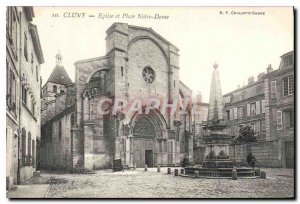 Old Postcard Cluny Church and Place Notre Dame