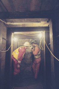 French Euro Tunnel Workers Making First Breakthrough Postcard