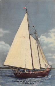 E22/ Great Kentucky Lake  Ky Postcard Linen Yachting Sailboat 184 Miles Long