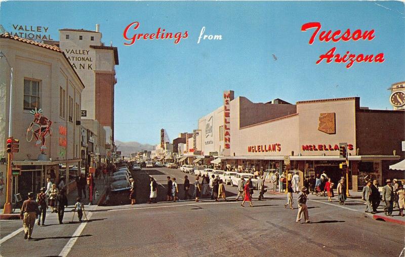 Tucson Arizona~Congress Street West~McLellan~Skaggs~People Cross~1965 Pc