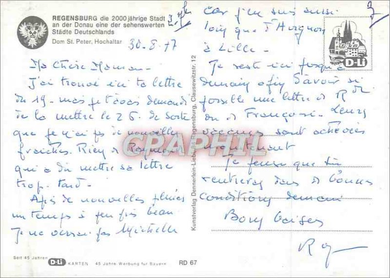 Modern Postcard Regensburg die Stadt 2000 j�hrige an der Donau eine der wor...