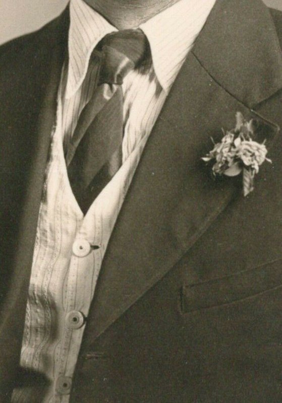 Picto Willimowicz~Grayng Czech? Man w/Boutonniere & Seersucker Vest RPPC c1910 