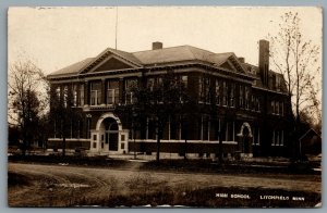 Postcard RPPC c1910 Litchfield MN High School CDS RPO Cancel Train 9 Crosby