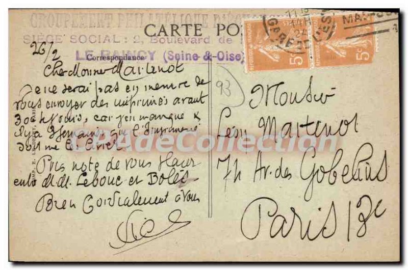 Old Postcard Le Raincy L'Etang