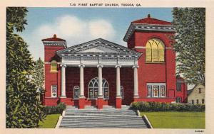 TOCCOA, GA  Georgia   FIRST BAPTIST CHURCH  Stephens Co   c1940's Linen Postcard